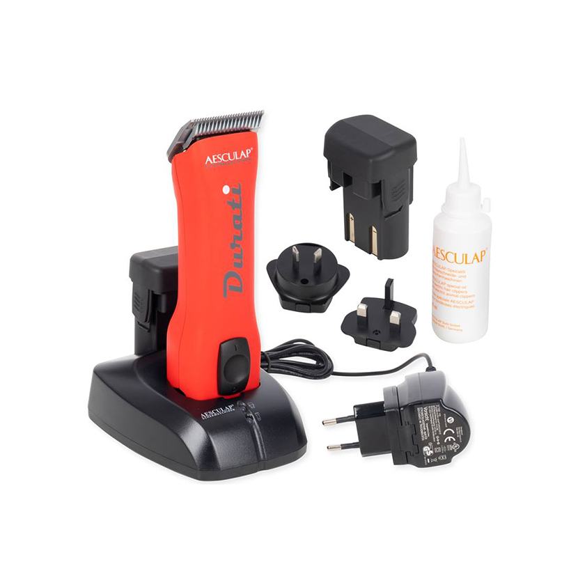 Tondeuse à cheveux Aesculap Durati GT 434-SR rouge avec batterie et lame GT 330 de 1,5 mm