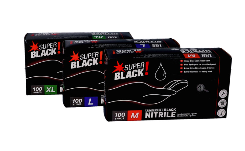 Gants jetables Nitrile super noir 7gr 100pcs