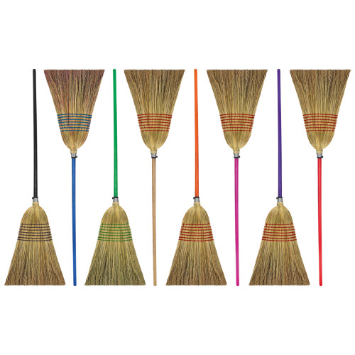 Balai en paille avec manche en bois vert 
