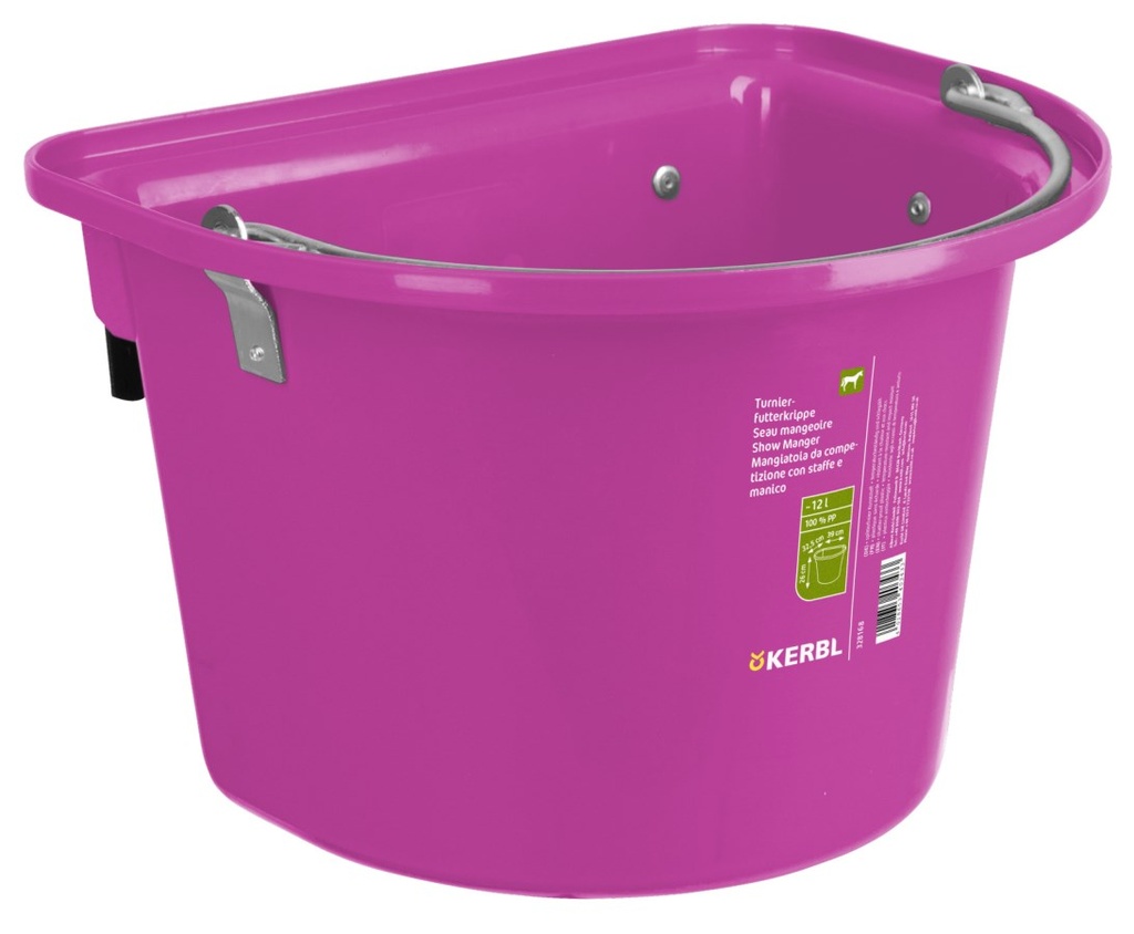 Mangeoire de compétition rose 12 L avec poignée